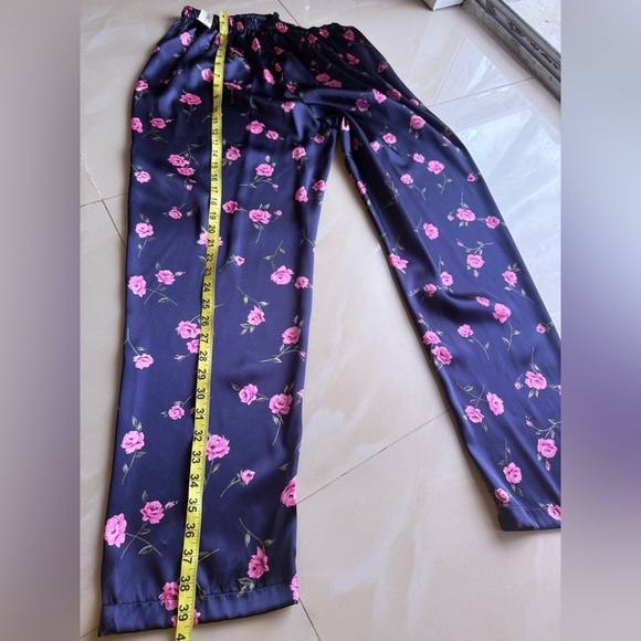 Floral Satin Pants pijama pant size M - Picture 11 of 16